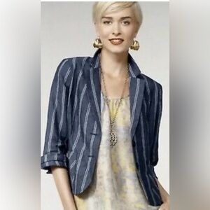 Cabi #871 Nautical Striped Anchor Button
Linen Blazer, Sz 8